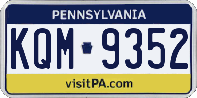 PA license plate KQM9352
