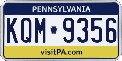 PA license plate KQM9356