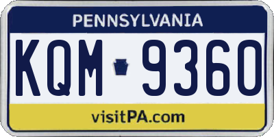 PA license plate KQM9360