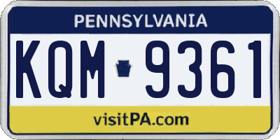 PA license plate KQM9361