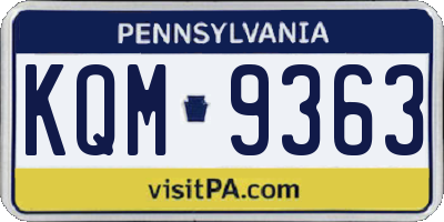 PA license plate KQM9363