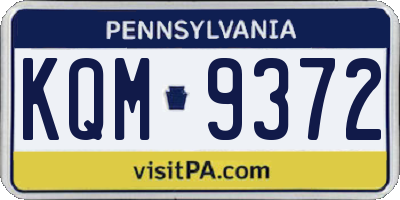 PA license plate KQM9372
