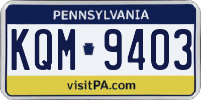 PA license plate KQM9403