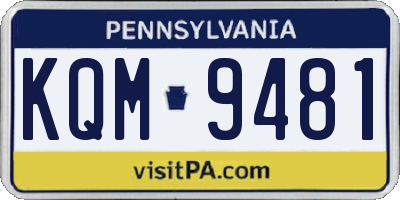 PA license plate KQM9481
