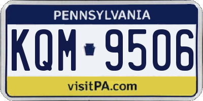 PA license plate KQM9506