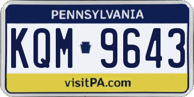 PA license plate KQM9643