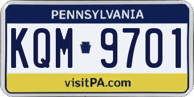 PA license plate KQM9701