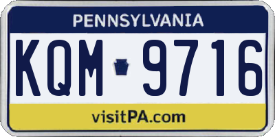 PA license plate KQM9716