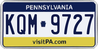 PA license plate KQM9727