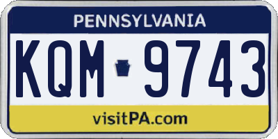 PA license plate KQM9743