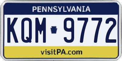 PA license plate KQM9772