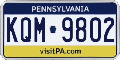 PA license plate KQM9802
