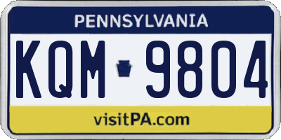 PA license plate KQM9804