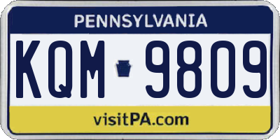 PA license plate KQM9809