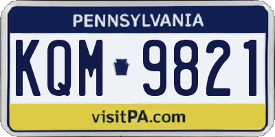 PA license plate KQM9821