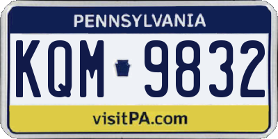 PA license plate KQM9832