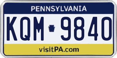 PA license plate KQM9840