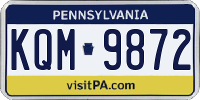 PA license plate KQM9872