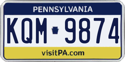 PA license plate KQM9874