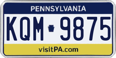 PA license plate KQM9875