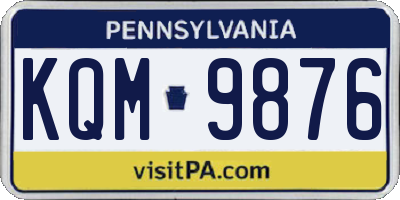PA license plate KQM9876