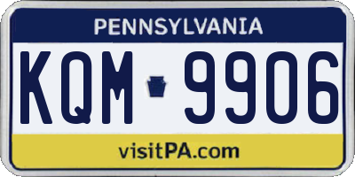 PA license plate KQM9906