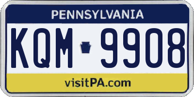 PA license plate KQM9908