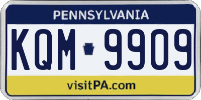 PA license plate KQM9909