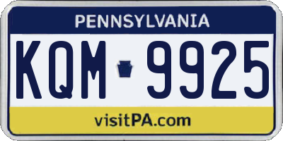 PA license plate KQM9925