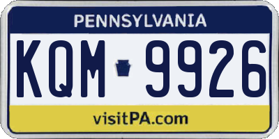 PA license plate KQM9926