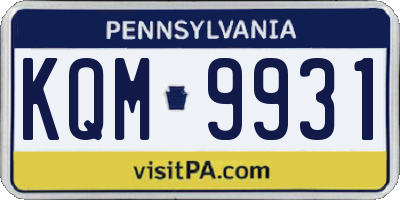 PA license plate KQM9931