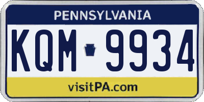 PA license plate KQM9934