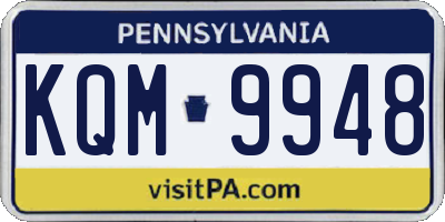 PA license plate KQM9948