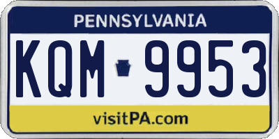 PA license plate KQM9953