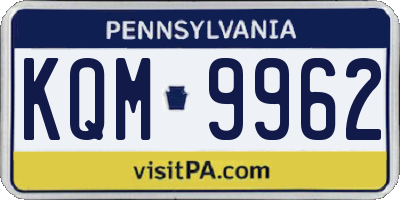 PA license plate KQM9962