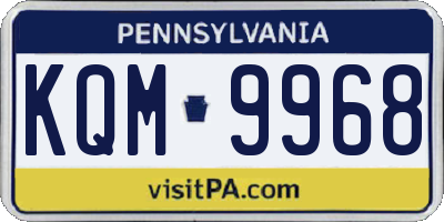 PA license plate KQM9968