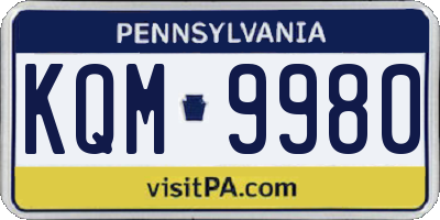 PA license plate KQM9980