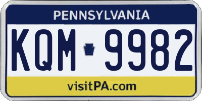 PA license plate KQM9982