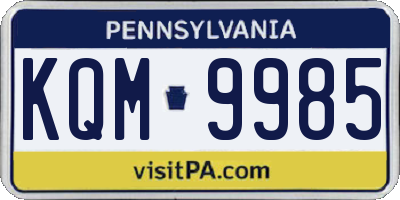 PA license plate KQM9985