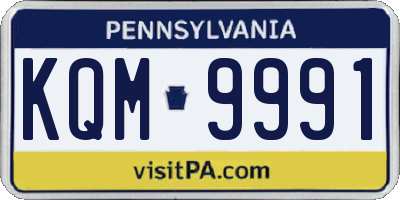 PA license plate KQM9991