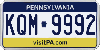 PA license plate KQM9992