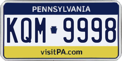 PA license plate KQM9998