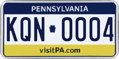 PA license plate KQN0004