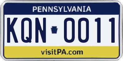 PA license plate KQN0011