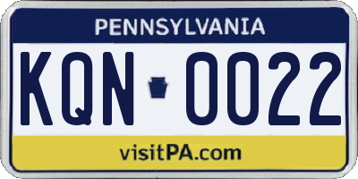 PA license plate KQN0022