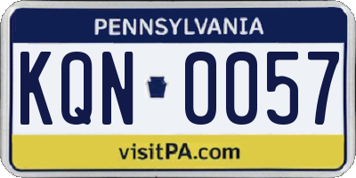 PA license plate KQN0057