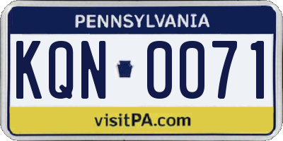 PA license plate KQN0071