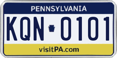 PA license plate KQN0101
