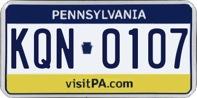 PA license plate KQN0107