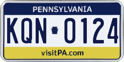 PA license plate KQN0124